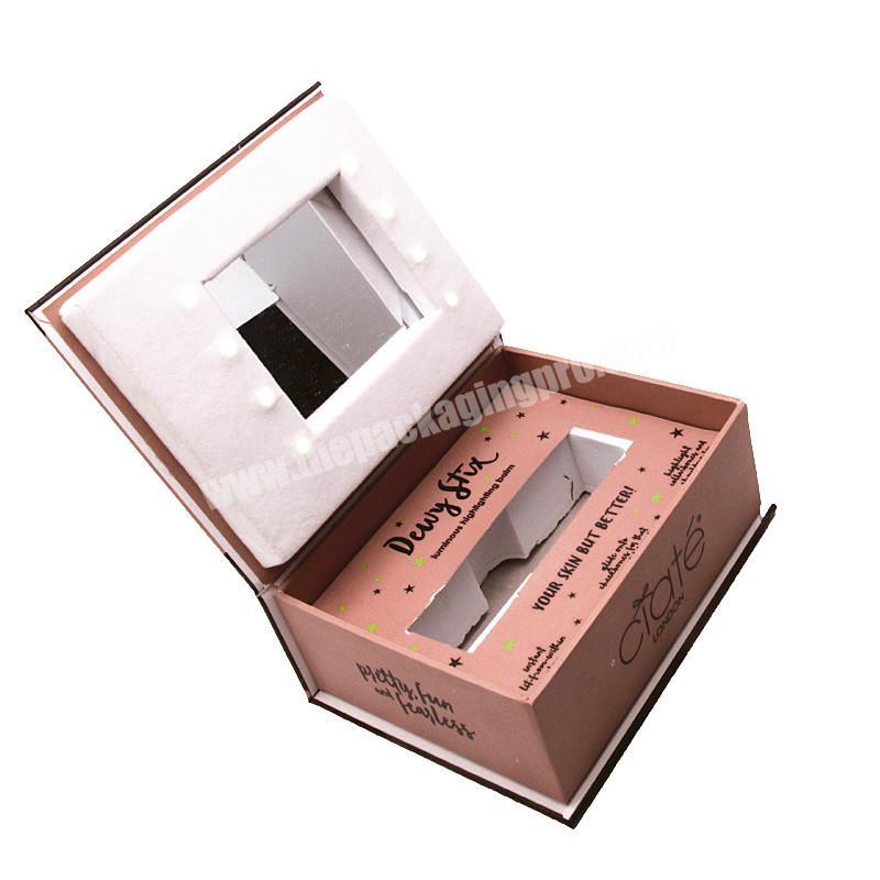 Custom Design Handmade Paper Pink Led Light Gift box With Foam Insert