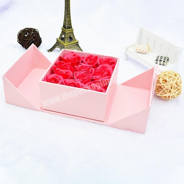 Custom Design Luxury Rigid Paper Gift Boxes Flower Packaging Square Box For Fresh Rose Valentines