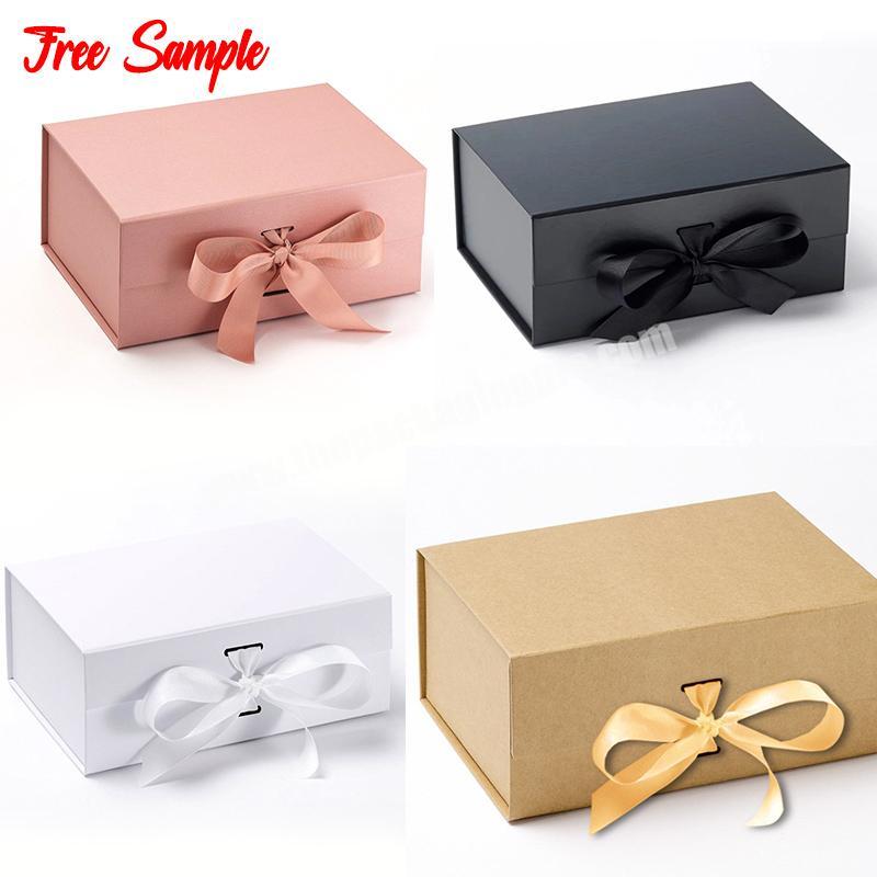 Custom Design Matte Black Large Rigid Paper Cardboard Gift Packaging Magnetic Folding Box For Wedding Dress