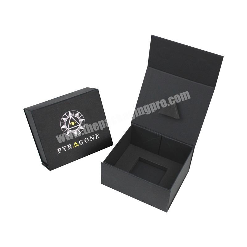 Custom Design Matte Black Large Rigid Paper Cardboard Gift Packaging Magnetic Folding Box for Packaging