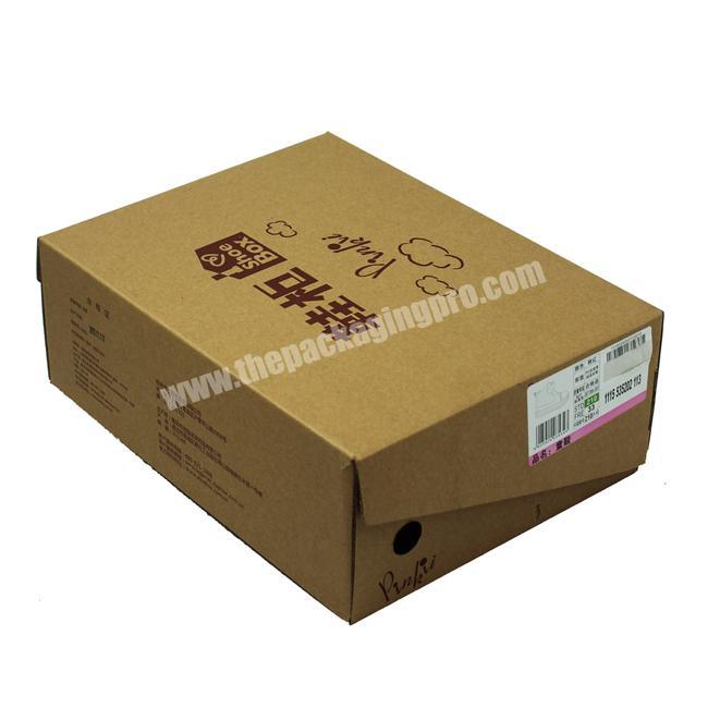 Custom Design Packaging Paper Shoe Box Brown Corrugated Cardboard Boot Box