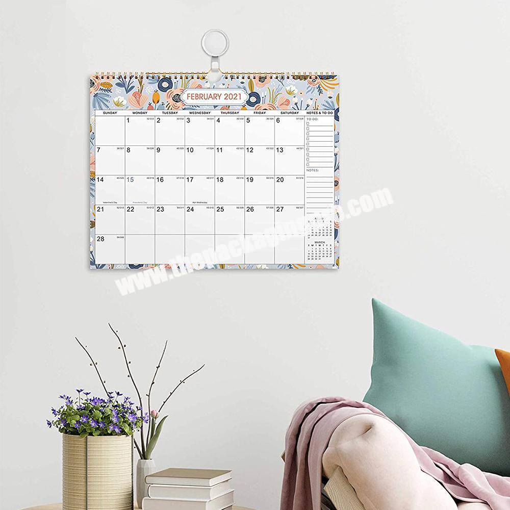 Custom Design Printed Hanging Monthly Wall Desk Academic Spiral Calendar Planner For Home And Office