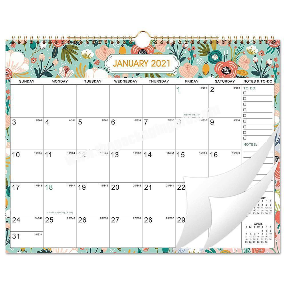 Custom Design Printed Hanging Monthly Wall Desk Academic Spiral Calendar Planner For Home And Office