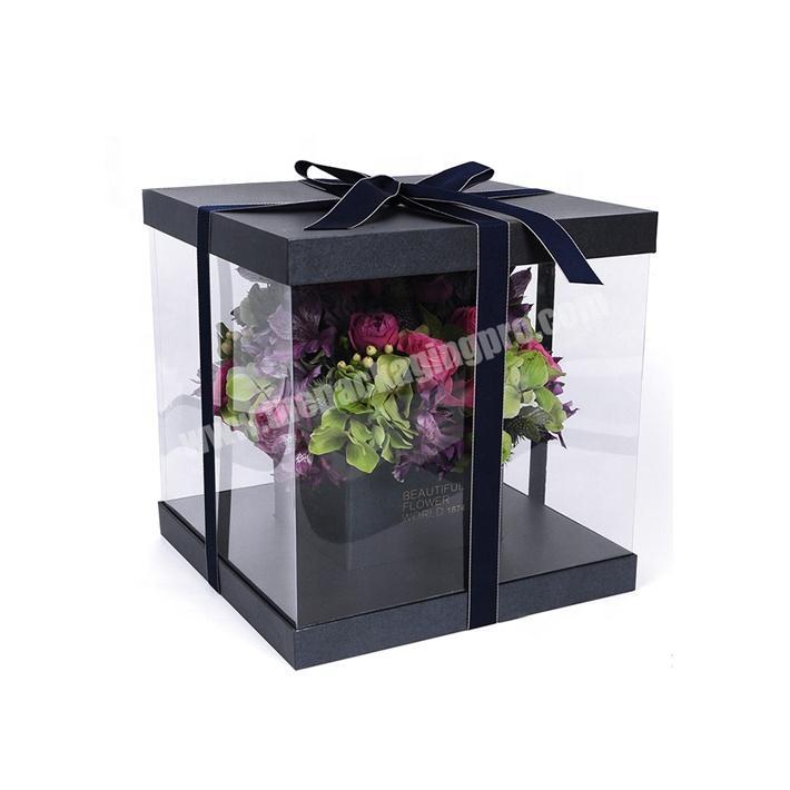 Custom Fancy High Quality Cardboard Flower Box with Clear Window for Flower Packing