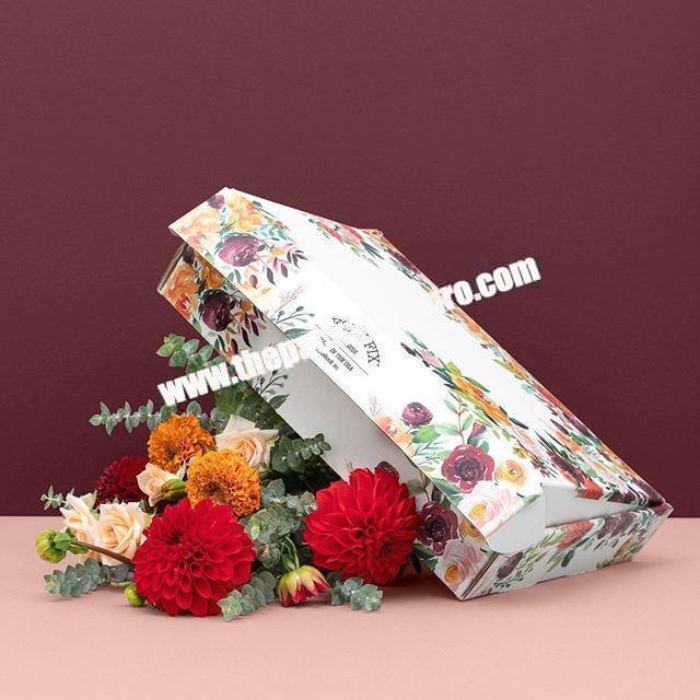 Custom Floral Printed Biodegradable Mailer Corrugated Cardboard Clothing Packaging Shipping Boxes