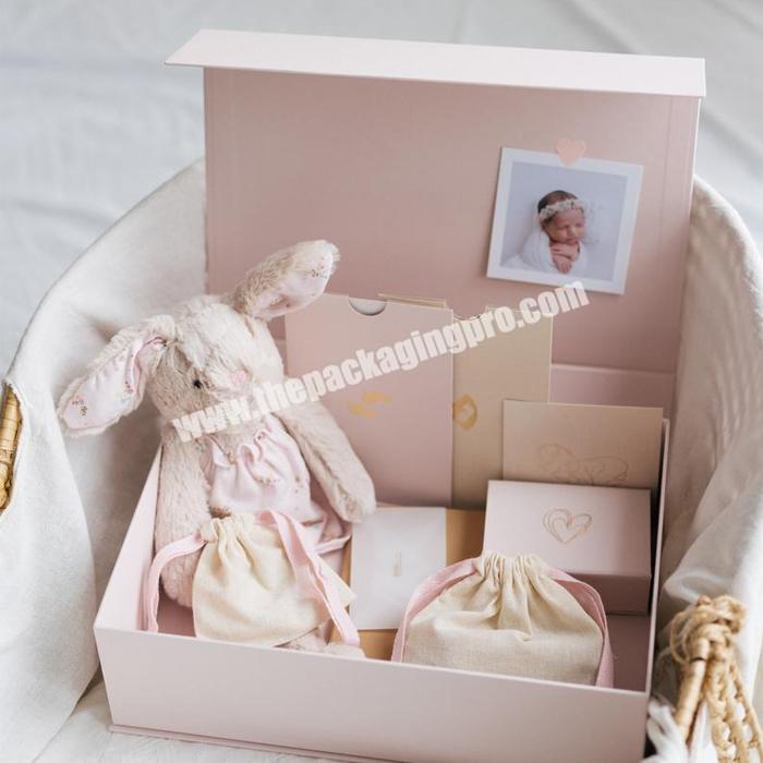 Custom Logo Amazon Eco Friendly gift paper boxes baby clothing shoe set cardboard folding packaging baby shower gift box