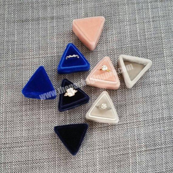 Custom Handmade Velvet Triangle Shape Wedding Ring Jewelry Packaging Box
