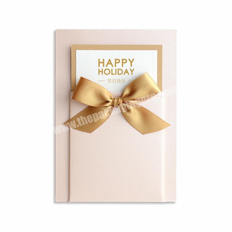 Custom High Quality  card holder  Black Embossing Gold Foil Stamp Greeting Thank You Card  sleeve