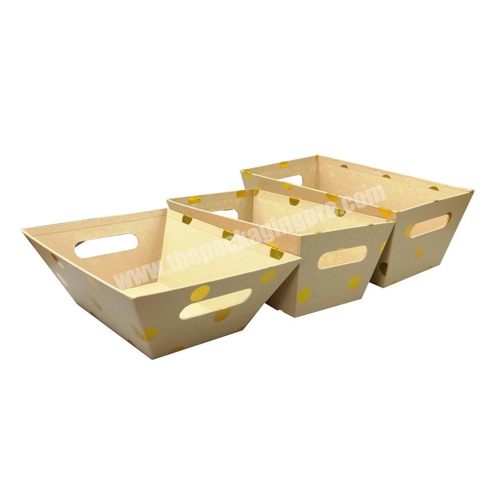 Custom Hot stamping recycled cardboard  paper food gift basket tray packaging box with handle for baby malaysia