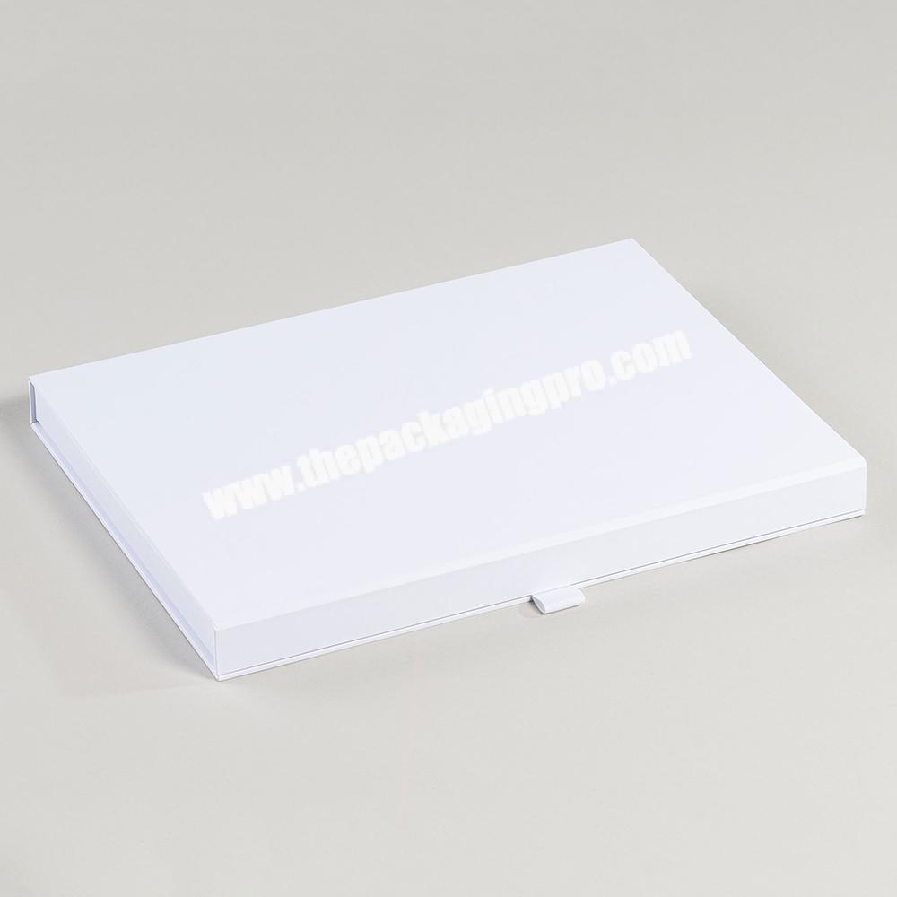 OEM Logo A4 Foldable White Magnetic Cardboard Packaging Shallow Flat Gift Promotion Boxes