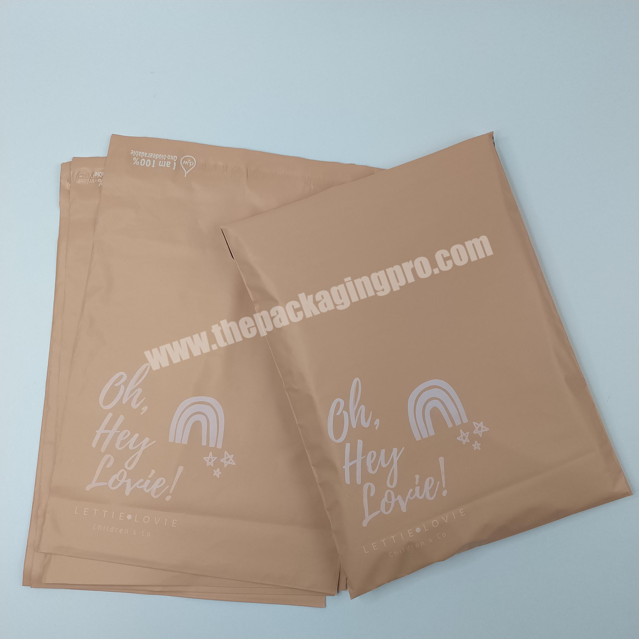 Custom Logo Apparel Clothing Envelope Packaging Mailing Plastic Package Wholesale Beige Poly Mailers Bags