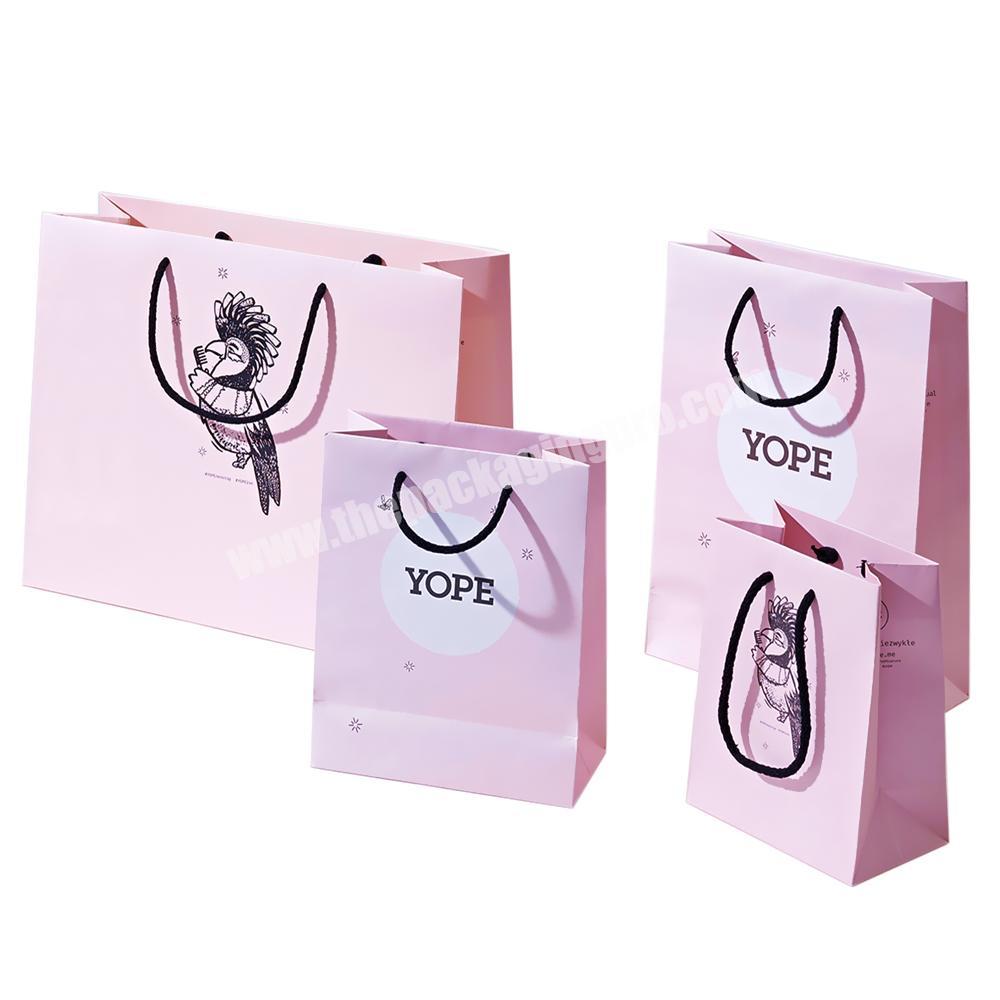 Custom Logo Bags Print Small Thank You Paper Pink Merchandise Bags Packaging Sac For Merchandise