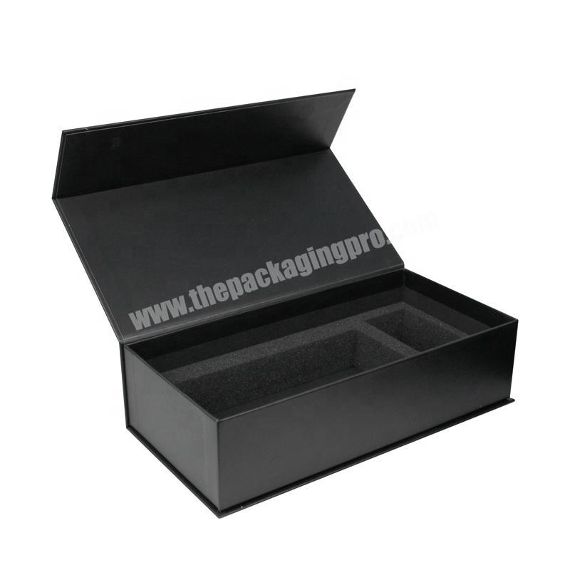 Custom Logo  Bespoke Magnetic Gift Packaging Boxes Black Magnetic Clothing Shipping Box With Inserts