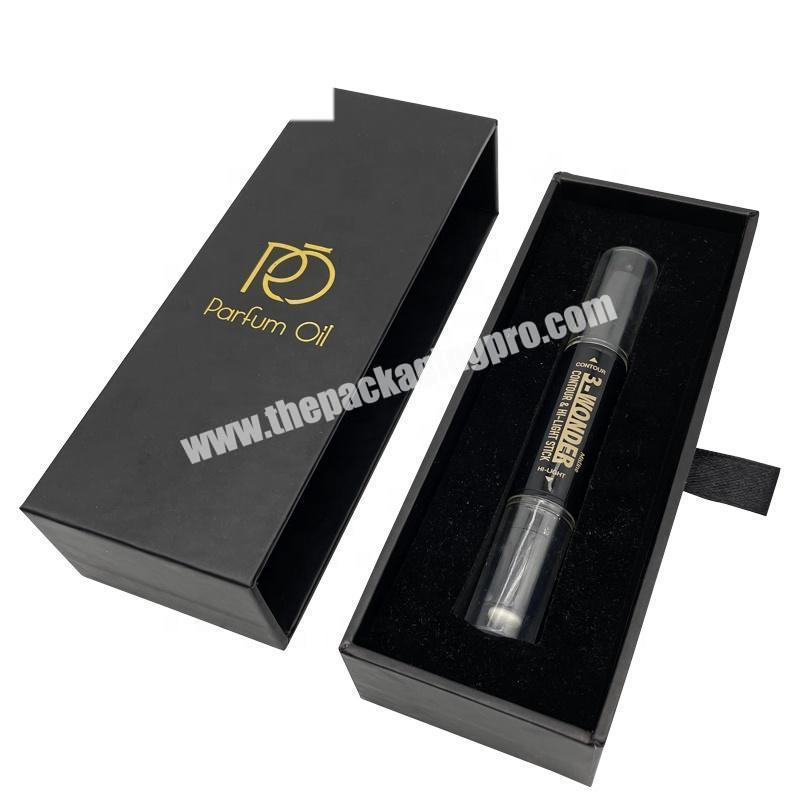 Custom Logo Black Drawer Paper Cardboard Packaging EVA Insert Luxury Lip Gloss Custom Boxes