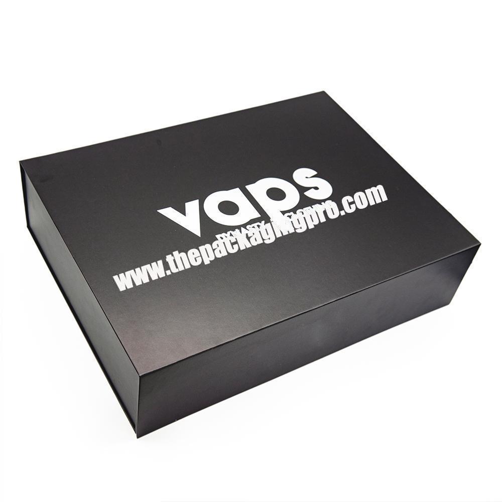 Custom Logo Black Folding Luxury Rigid Packaging Large Magnetic Lid Hamper Gift Box