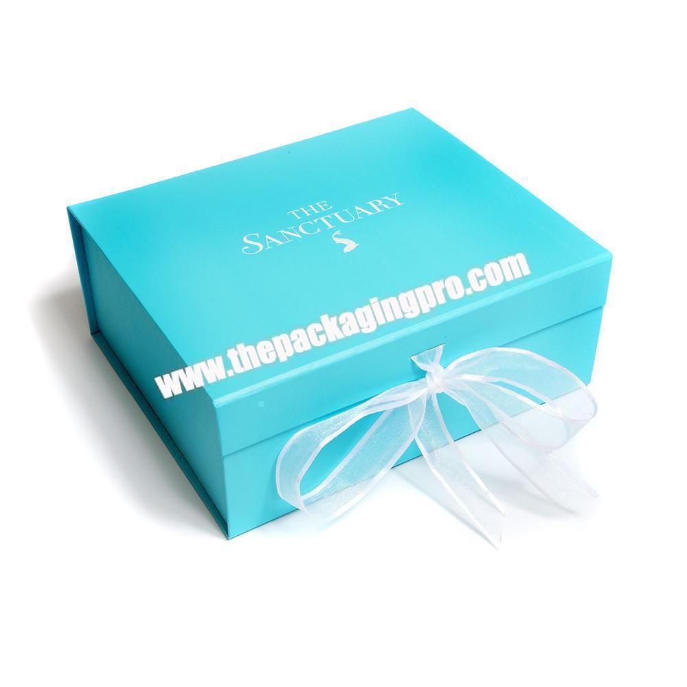 Custom Logo Cardboard Packaging Folding Magnetic Rigid Paper Ribbon Gift Present Boxes