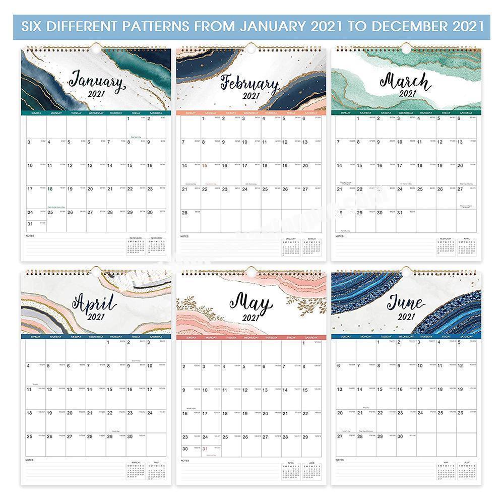 custom Custom Logo CMYK Printed  Wall Hanging Monthly Desk Spiral Office Calendar Planner 