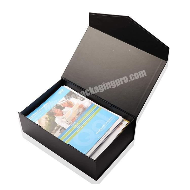 Custom Logo Collapsible Black Rigid Cardboard Packaging for Bridesmaid Gifts Cosmetics With Magnetic Foldable Gift Box