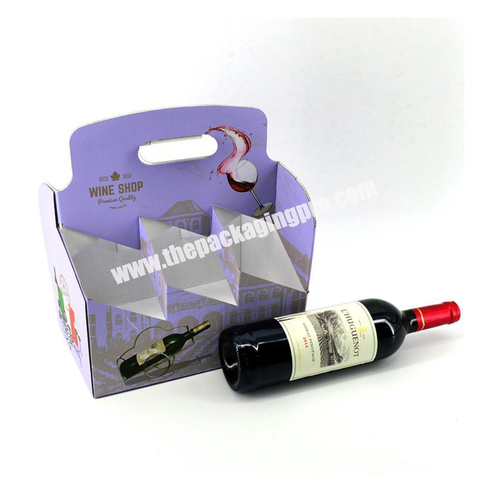 Custom Logo Corrugated Cardboard Drink Paper Packaging 6 Pack Wine Beer Carrier Holder
