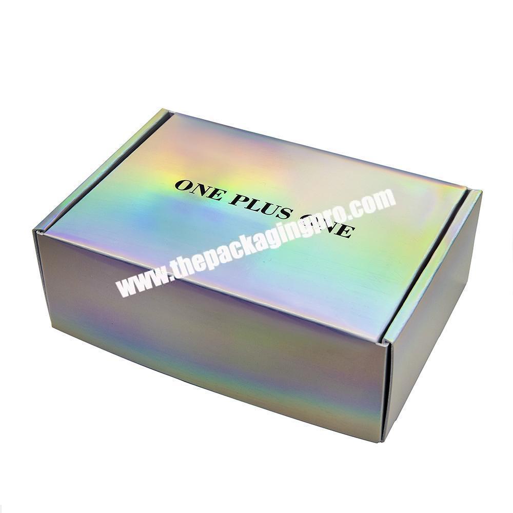 Custom Logo Corrugated Hig Wig Gift Paper Packaging Tuck Top Holographic Mailer Shipping Box