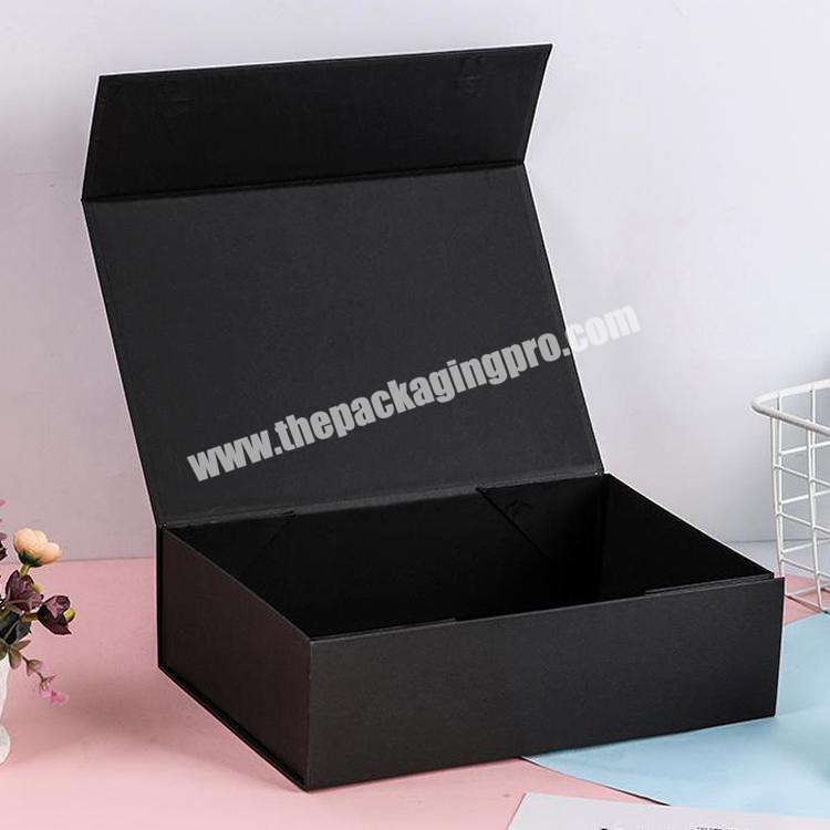 Custom Logo Design Handmade Cosmetic Box Luxury Black Paper Cardboard Foldable Magnetic Gift Box