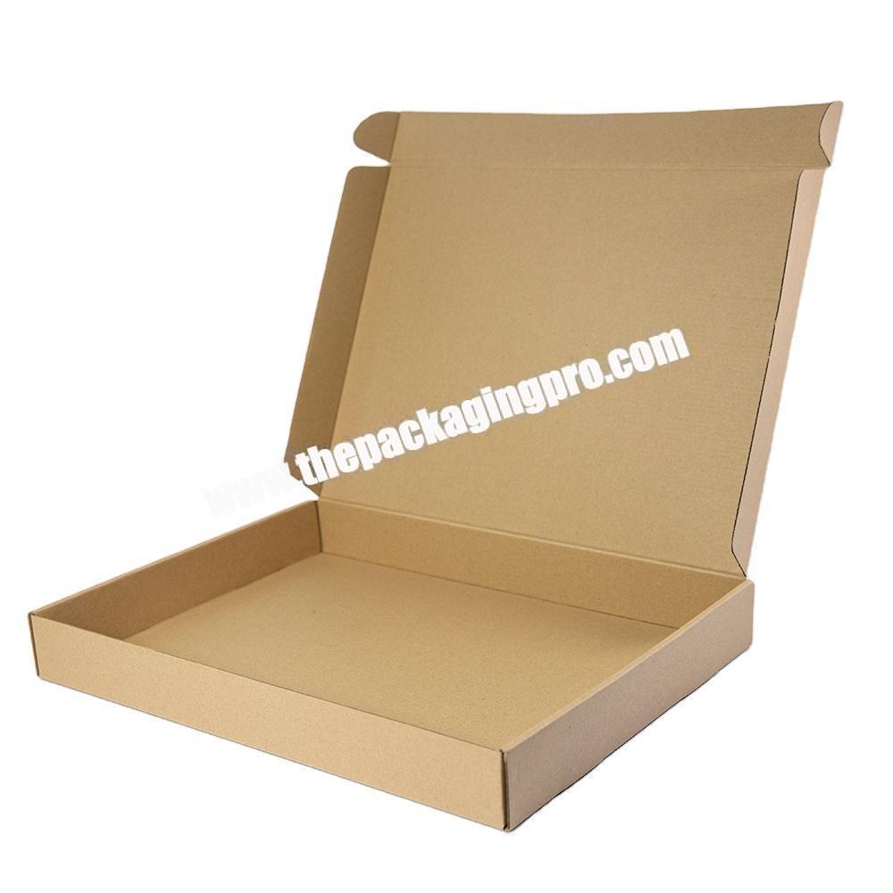 Custom Logo Eco Brown Kraft Corrugated Cardboard Paper Packaging Flat Shipping Mailer Box