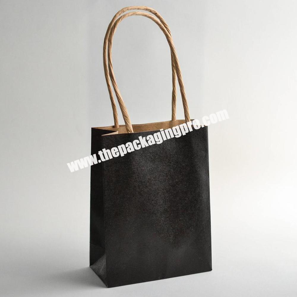 Custom Logo Eco Friendly Small Mini Black Craft Paper Packaging Gift Shopping Bag Paperbag