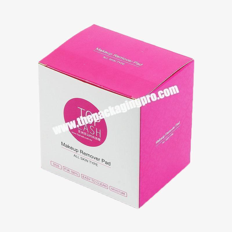 Customized Logo Tuck Auto Lock Cosmetic Makeup Puff Pad Packaging Folding Paper Boxes
