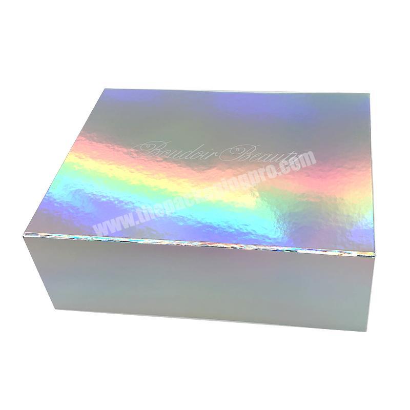 Custom Logo Folding Cosmetic Glitter Packaging Magentic Flip Box Luxury Covers Paper Product Lash Magnetic Holographic Boxes