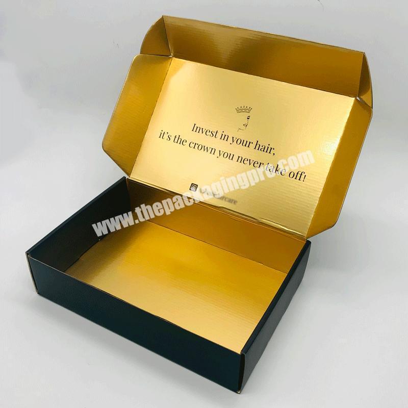 Black Gold Cardboard Corrugated Shipping Box Custom logo printed Mailer Box with Logo for Skincare Clothing