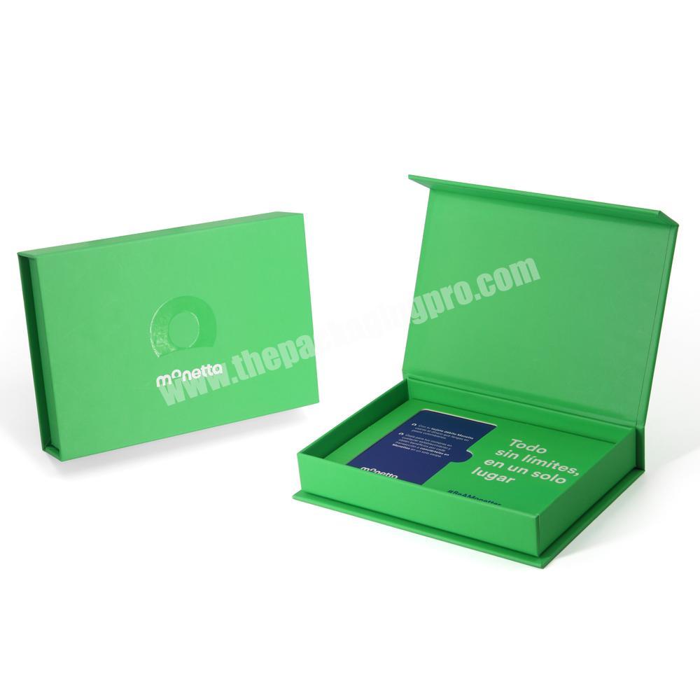 Custom Logo Green Embossed Vip Credit Bank Card Magnetic Gift Packaging Box