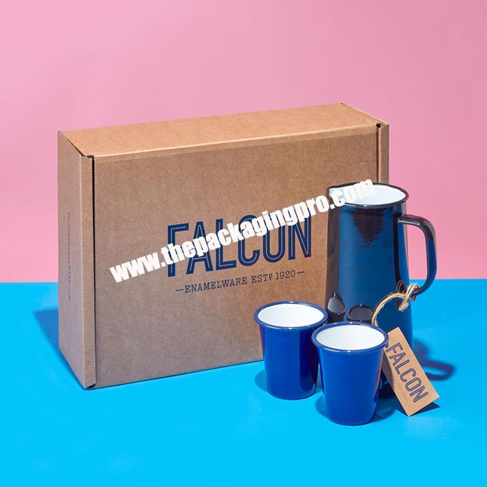 Customized Coffee Mug Cup Kraft Corrugated Paper Packaging Mailer Shipping Tuck Lock Box