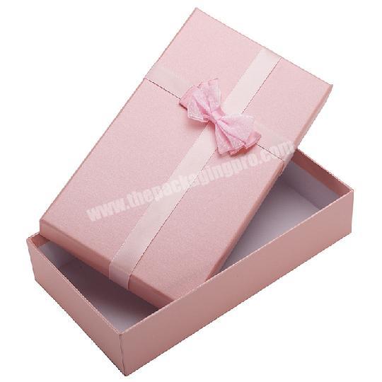 Custom Logo Lid and base box clothingcosmeticsgift wrapping cardboard box with bow ribbon babi newborn set clothing giftboxes