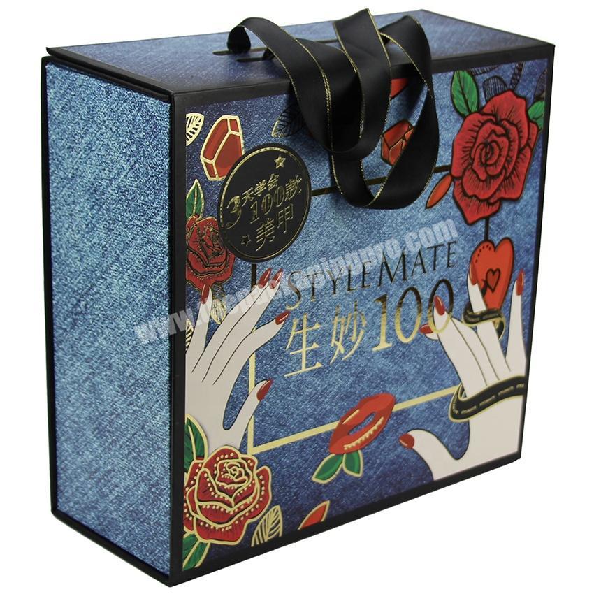 Custom Logo Luxury Cardboard Magnetic Folding Gift Box With Ribbon