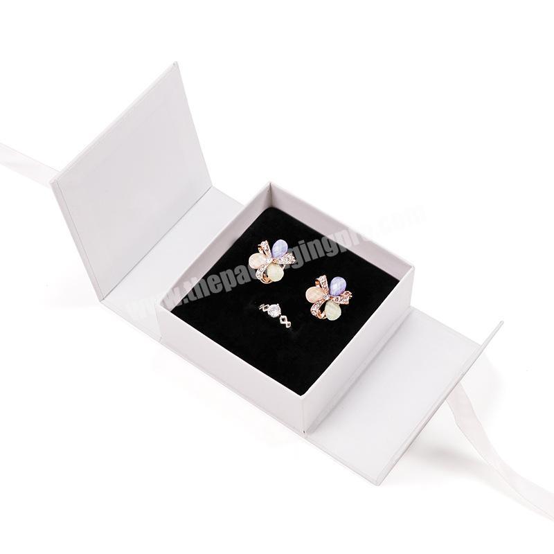 Custom Logo  Luxury Cardboard Wedding Ring Box  Jewelry  Packaging Boxes With Ribbon