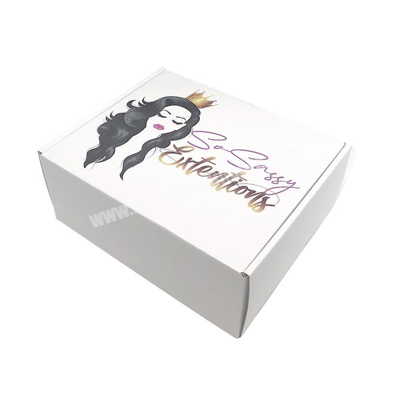 Custom Logo Luxury Corrugated Carton boxes Plain White Shipping Mailer Paper Packaging Box for wigs hair Extension Cosmetics