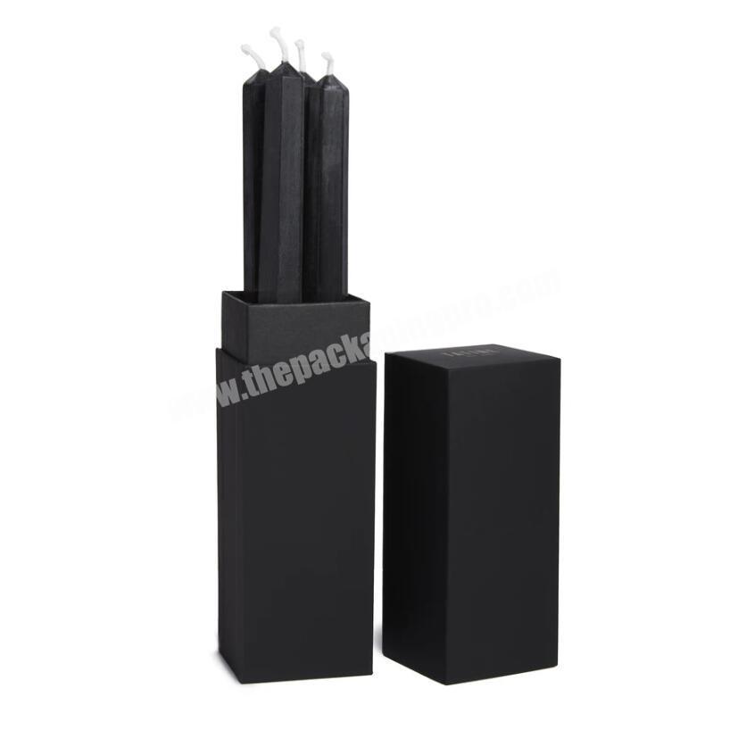 Custom Logo Luxury Matte Hard Black Rigid Long Taper Tapered Pillar Candle Packaging Boxes