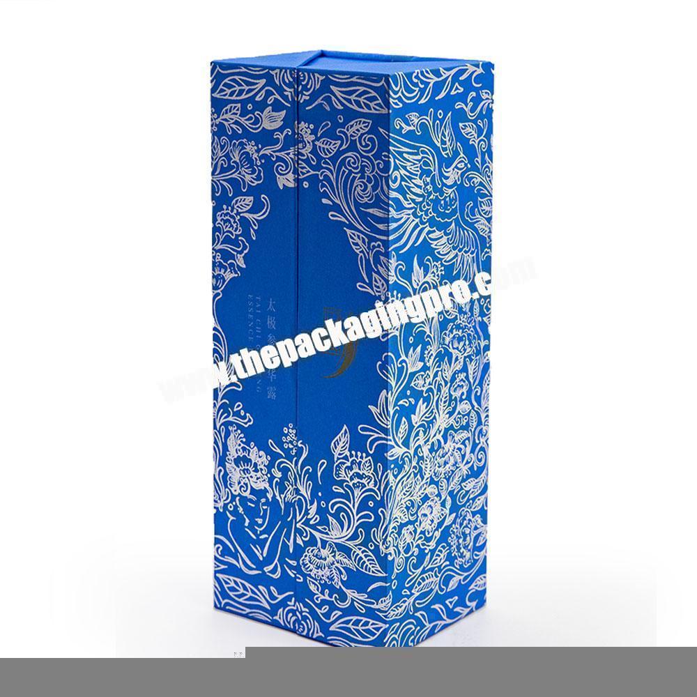 Custom Logo Luxury Bottle Glass Rigid Cardboard Wine Packaging Paper Gate Gift Box With Double Open Door