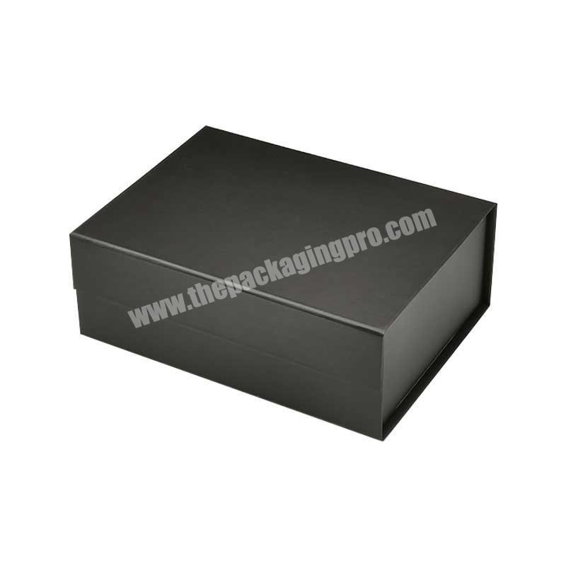 Custom Logo Matte Black Folding Magnetic Gift Cardboard Boxes Collapsible Magnetic Closure Box Necklace Top  Cosmetics Packaging