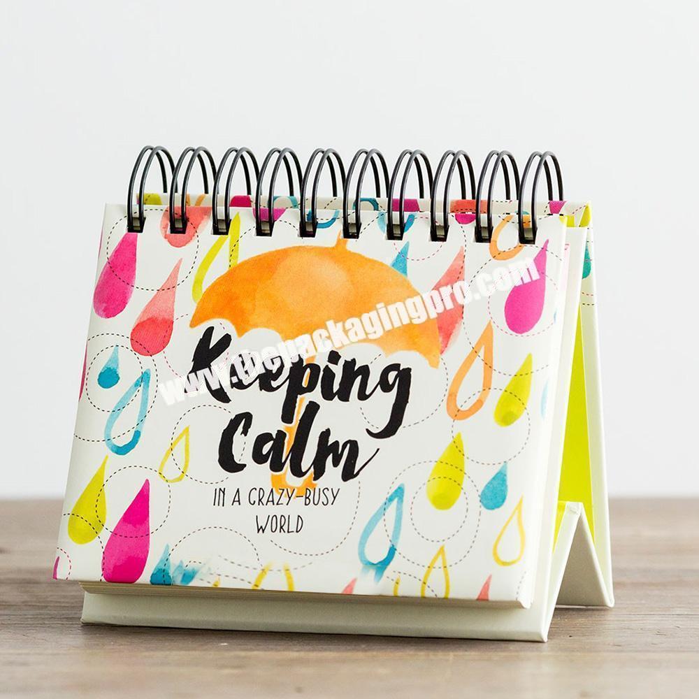 Custom Logo Paper  Desk Table Spiral Flip 365 Days Perpetual Motivational Calendar