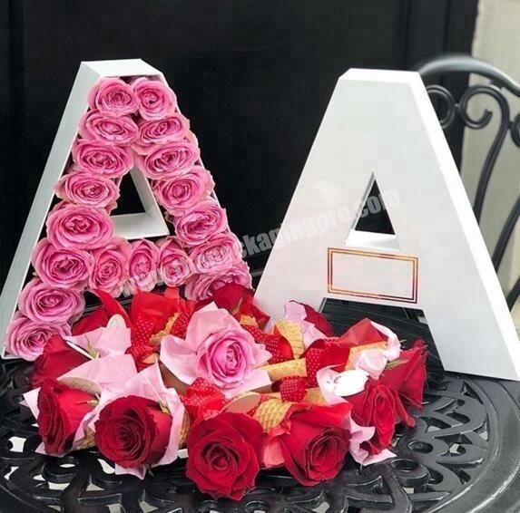 Custom Logo Paper Latin Letter A-Z Shaped Flower Box Alphabet Shaped Preserved Flower Fresh Rose Gift Party Decoration Box