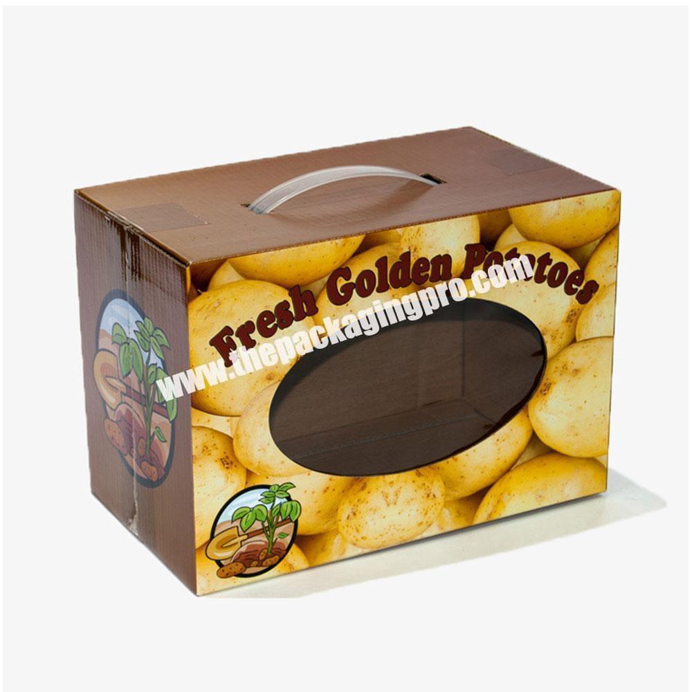 Custom Logo Printed Corrugated Cardboard Paper Potato Vegetable Packaging Shipping Carton Box With Window