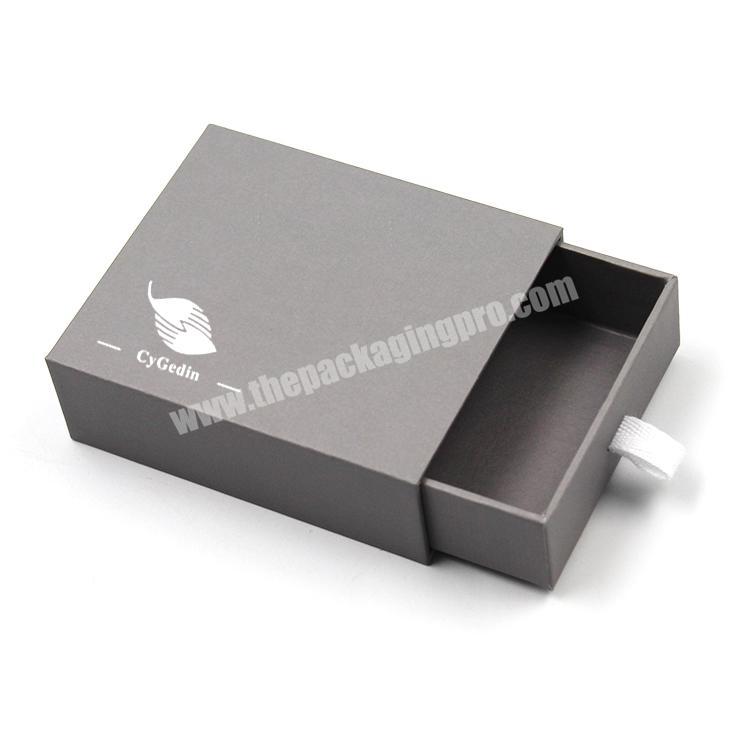 Custom Logo Printed Grey Drawer Gift Box With Handle Cardboard Recycled Materials Jewelry&Perfume Drawer Packaging Gift Boxes