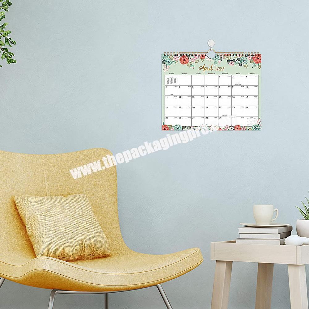 custom Custom Logo Printed Hanging Monthly Wall Desk Academic Spiral Calendar Planner -2022 