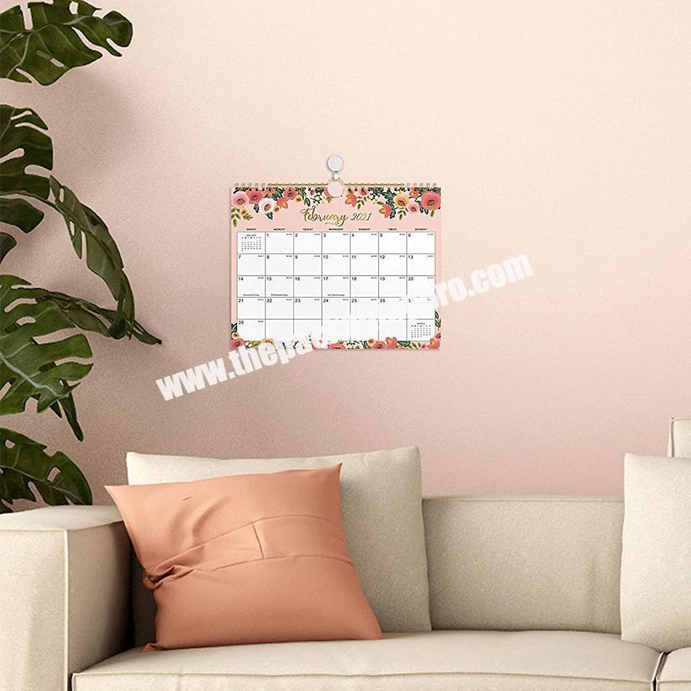 Custom Logo Printed Hanging Monthly Wall Desk Academic Spiral Calendar Planner -2022 wholesaler