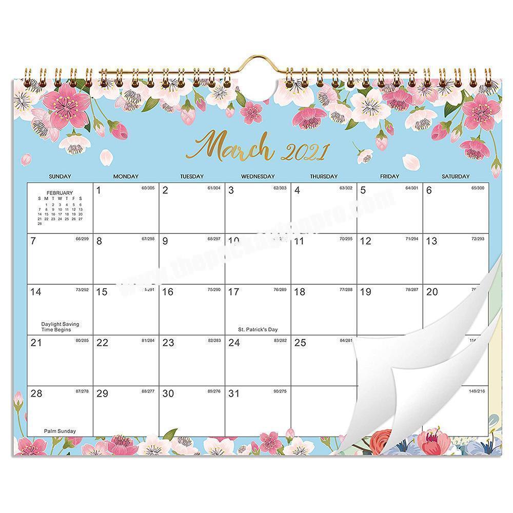 Custom Logo Printed Hanging Monthly Wall Desk Academic Spiral Calendar Planner -2022