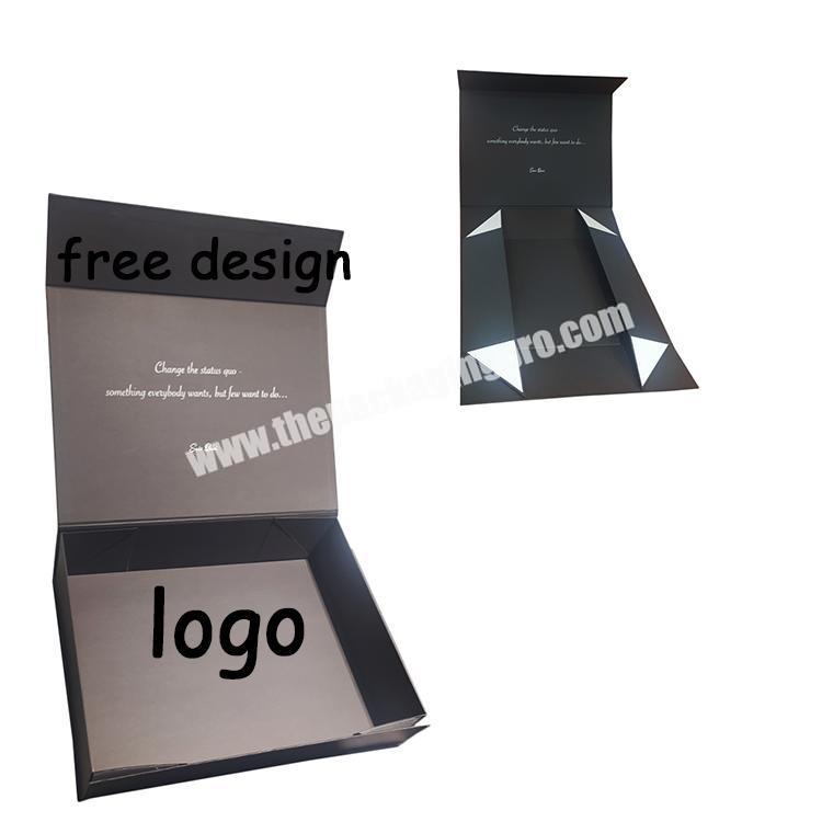 Custom Logo Printed Logo Recycled Cardboard Big Black Packaging Carton Foldable Large Luxury Magnetic Gift Box With Lid