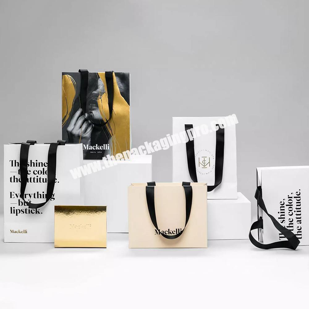 Custom Logo Printed Luxury Paper Jewellery Cloth Packaging Gift Shopping Bag With Mirror Effect