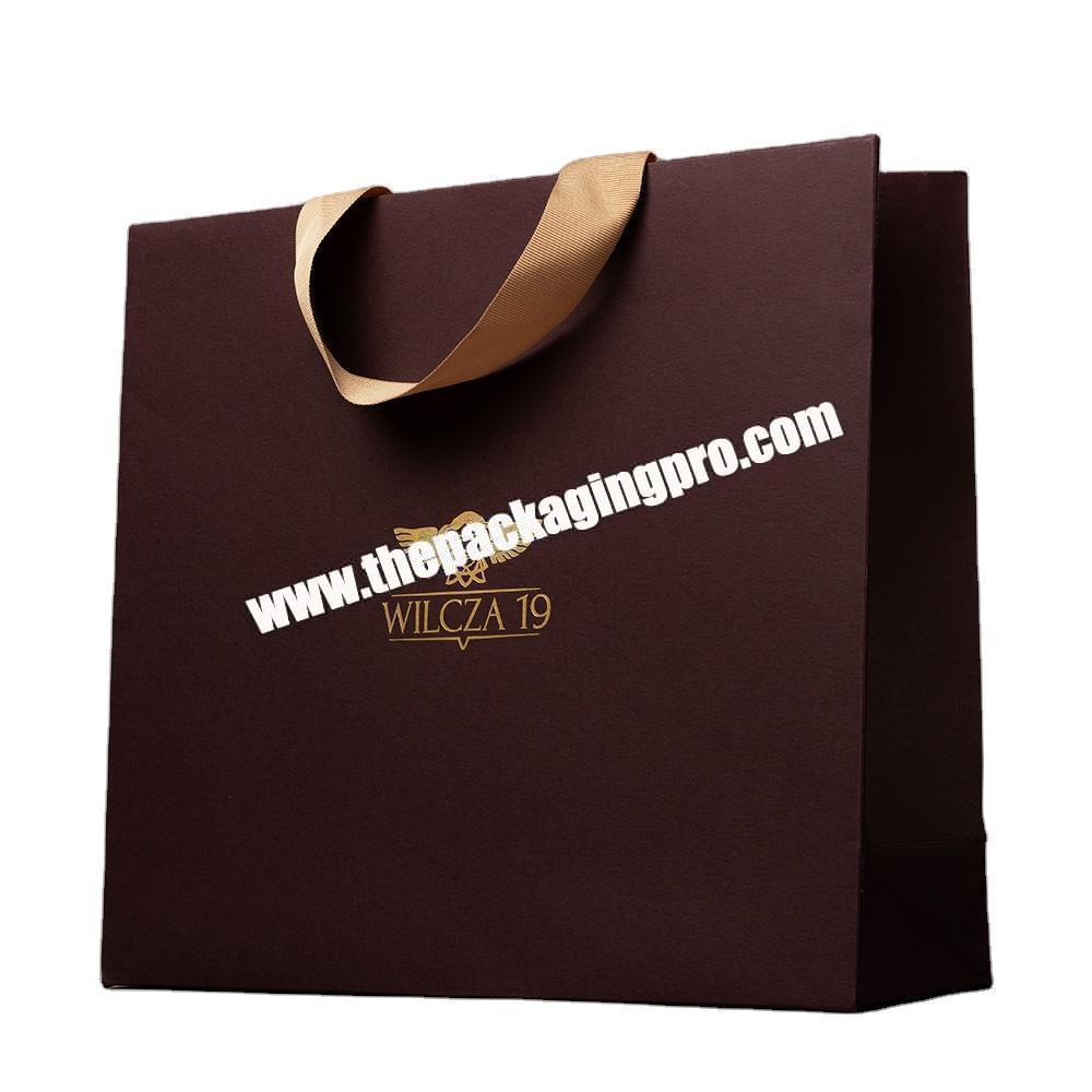 Custom Logo Printed Eco Ribbon Handle Paper Shoes Garment Packaging Gift Shopping Bag