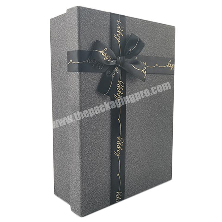 Custom Logo Printed Rigid Cardboard Lid And Base Box Packaging Luxury Lingerie Clothing Black Packaging Gift Box